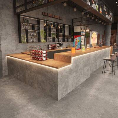 工业风奶茶酒店咖啡台球厅吧台收银柜台餐饮店烧烤饭店饭厅前台接