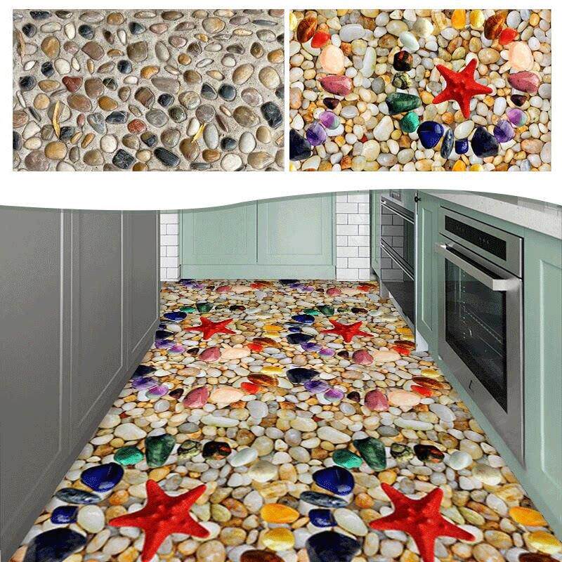 3D地板贴厨房地板贴防水防滑耐磨地板贴自粘阳台化妆室地板砖地板