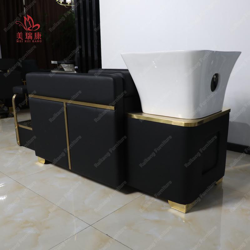 理发店专用半躺式洗头床发廊美发店按摩洗头床半躺式陶瓷盆冲水床