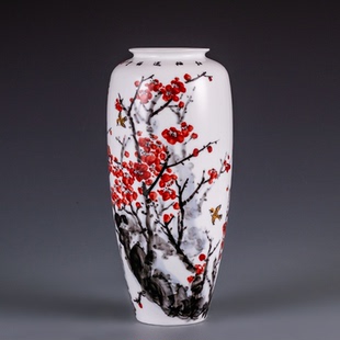 重工腊梅收藏级花瓶 徐白鹤老师釉下五彩纯手绘赏瓶家居装饰摆件
