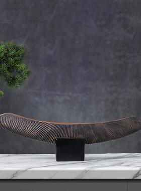 树脂长船形装饰品新中国风沉默风格覆古旧花盆和花盆家庭模型室装