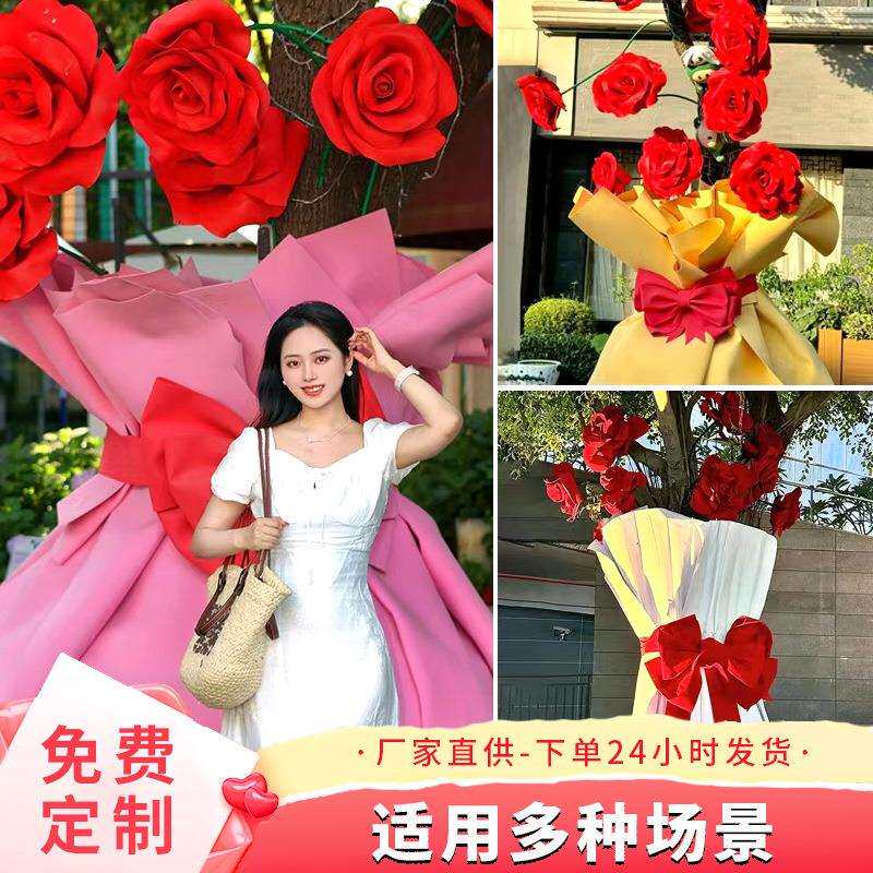 户外巨型瑰花树eva防水商树业陈装饰巨型花玫巨型玫瑰玫瑰上开美