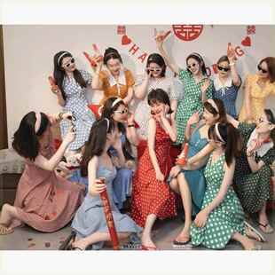 港风连衣裙赫本风复古波点裙晨袍酒吧舞蹈表演女神裙80年代70