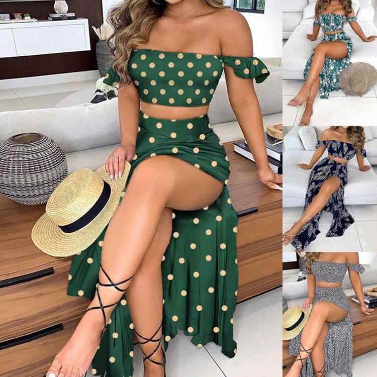 Bohemian mid-length sexy off-shoulder one-shoulder top with