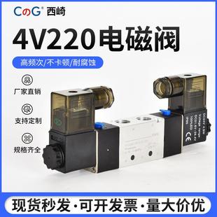 亚德客型4V220 08电磁阀DC24V二位双电控换向气动螺纹电磁阀