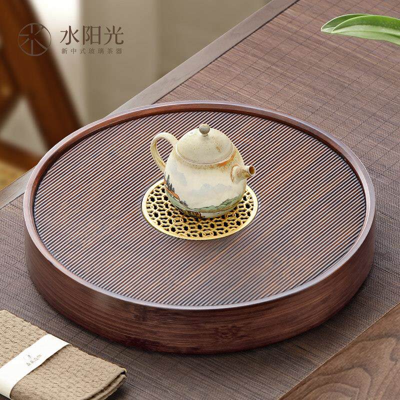 竹制茶盘小型家用2025新款茶海托 托盘新中式茶台茶具泡茶圆形干
