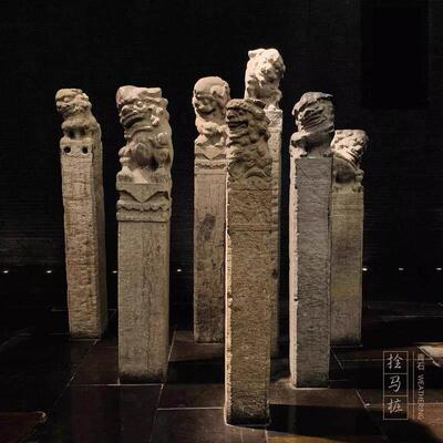 拴马桩石雕仿古栓马石做旧貔貅狮子罗马柱麒麟石门墩室内摆件