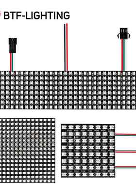 精品全彩8X8 8X32 16X16 11X44 22X22显示可编程WS2812B像素软屏