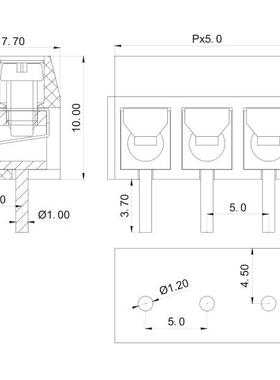 KF301-5.0 螺钉式PCB接线端子接插件可拼接蓝色