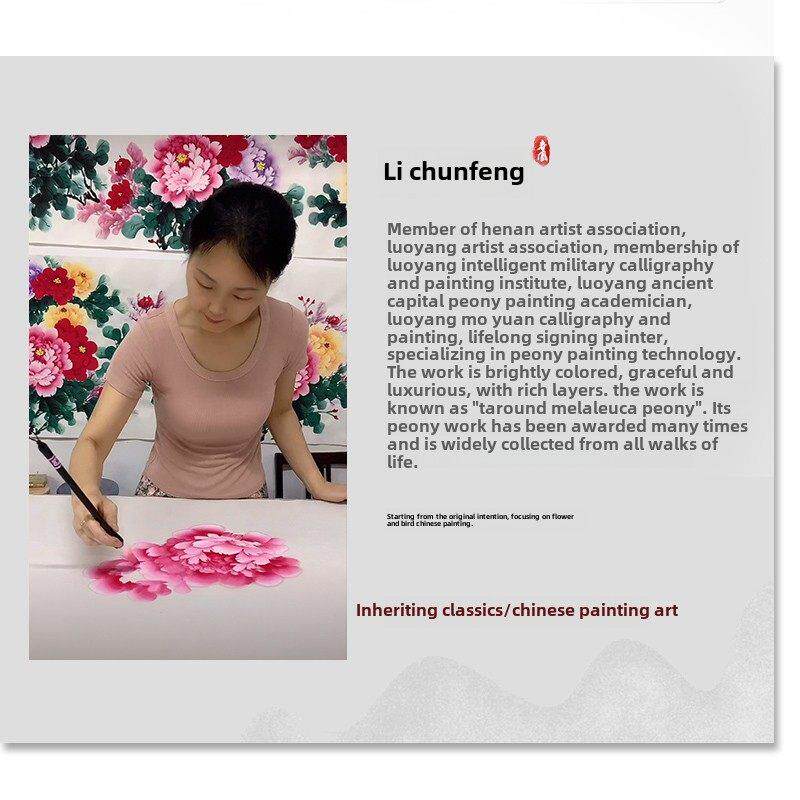 手绘挂画,客厅沙发墙装饰画,牡丹花,客厅沙发墙花盛开财富和正