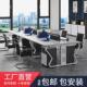 现货速发加粗钢架白色职员办公室桌椅组合4四6六卡座电脑工位家俱