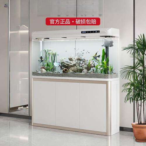 客厅鱼缸中小型用水族箱fsNw6lDM落地大型生态懒人换水玻璃鱼金缸