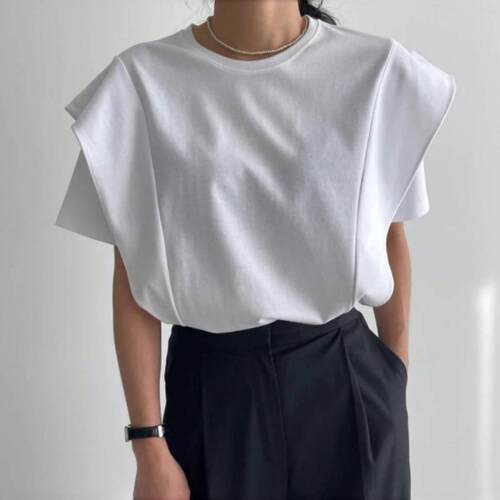 Ruffled short sleeved shirt top 荷叶边短恤上衣