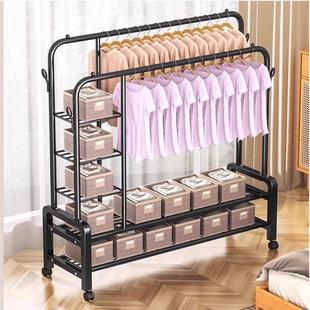 晾衣架落地卧室家用挂衣架室内折叠晾衣杆简易收纳阳台晒衣服架子