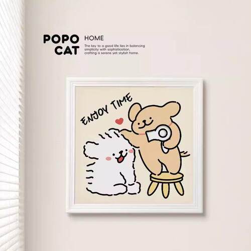 线条小狗壁挂式浴室壁画收纳箱放衣服神器卫生间置物架装饰画洗澡