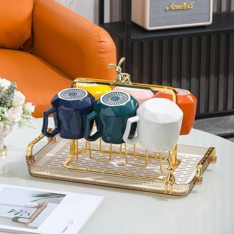 高档轻奢水壶套装茶乔迁杯庭具家用陶杯瓷水客厅待客具茶杯家北欧