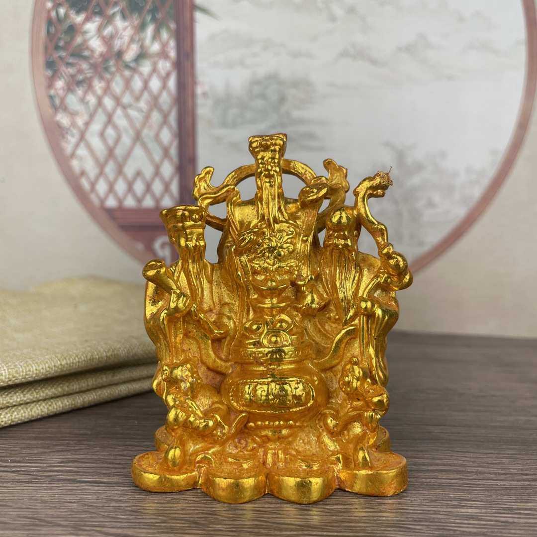 摆件老物三小旧仙宠财神佛藏传福禄寿古玩佛金摆件茶藏鎏金藏家用