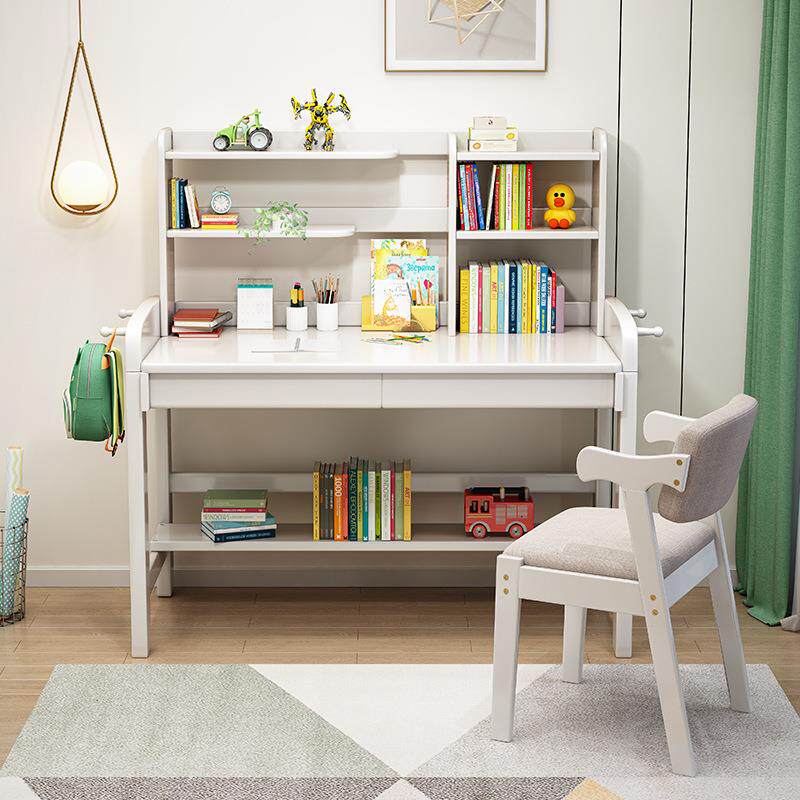 实木书桌简约学课桌桌椅升生桌可升降书书房学习桌小降学生课桌儿