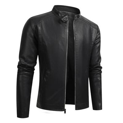 Men's motorcycle leather jacket with thick oversized