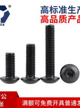 2x4→2x12圆杯螺丝钉ISO7380不锈钢圆头内六角黑色盐雾防锈达克罗