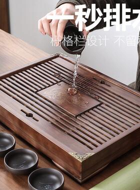 宗棠家用功夫茶具配件储水排水实木茶盘小号竹茶海茶台大号茶托盘