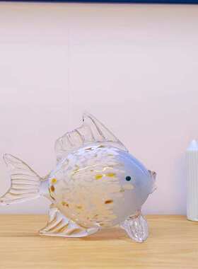 创意亲嘴鱼对吻鱼摆件创意北欧简约玄关摆件现代轻奢软装家居饰品