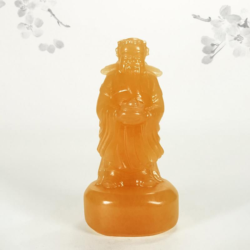 天然黄玉财神爷招财摆件家用客厅供奉文财神佛像店铺开业乔迁礼品