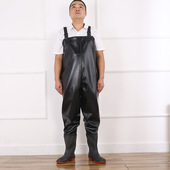 防水衣服皮叉捕抓鱼水鞋 带雨鞋 连体全身男 水库加厚半身雨裤 下水裤