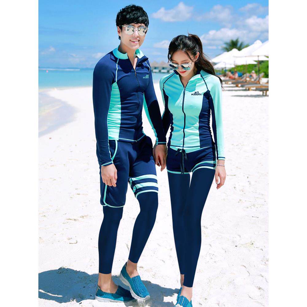 韩国男女分体式长袖裤泳装冲浪防晒快干双件套水母服户外潜水服
