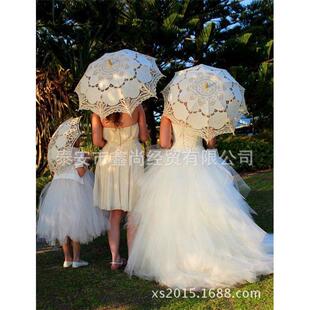百代丽花边蕾丝婚礼婚庆伞儿童伞手工蕾丝白色欧式工艺伞