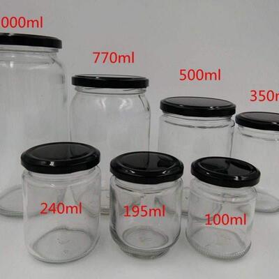 Circular glass jar pickles bottles jam jars of honey bottle