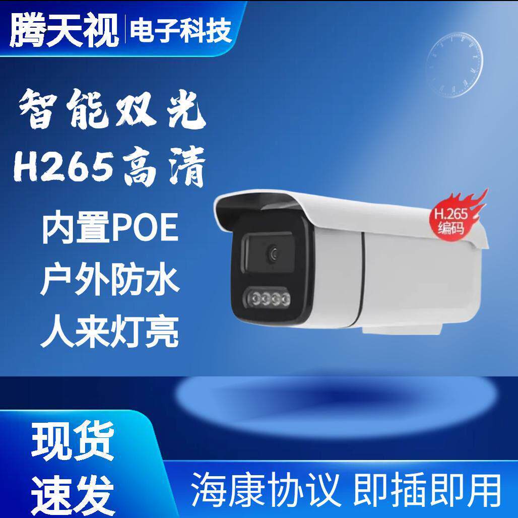 4MP双光日夜全彩 彩夜视POE网路摄像机 5MP音频室外高清监控海康