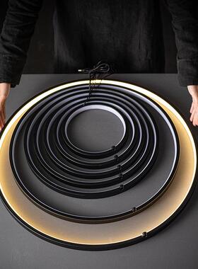 佛龛圆形背景灯灯圈圆环灯客厅LED单圈神台财神位发光DIY百搭简约