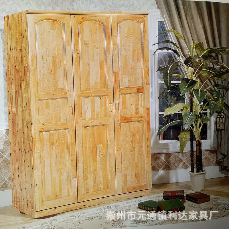 中式实木衣柜经济型卧室柜柏木三门四门五门六门平开门衣柜收纳柜