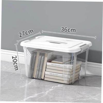 Plastic see-through storage boxes for clothes and snacks