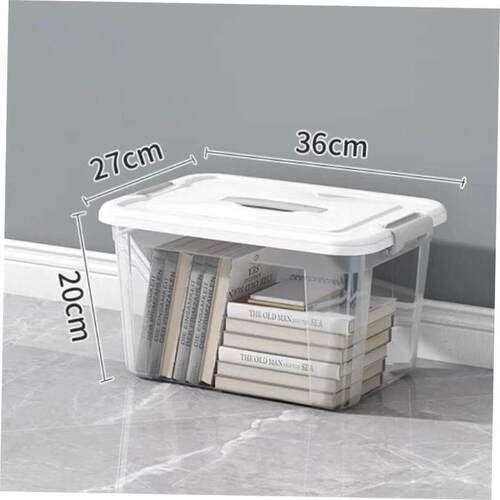 Plastic see-through storage boxes for clothes and snacks