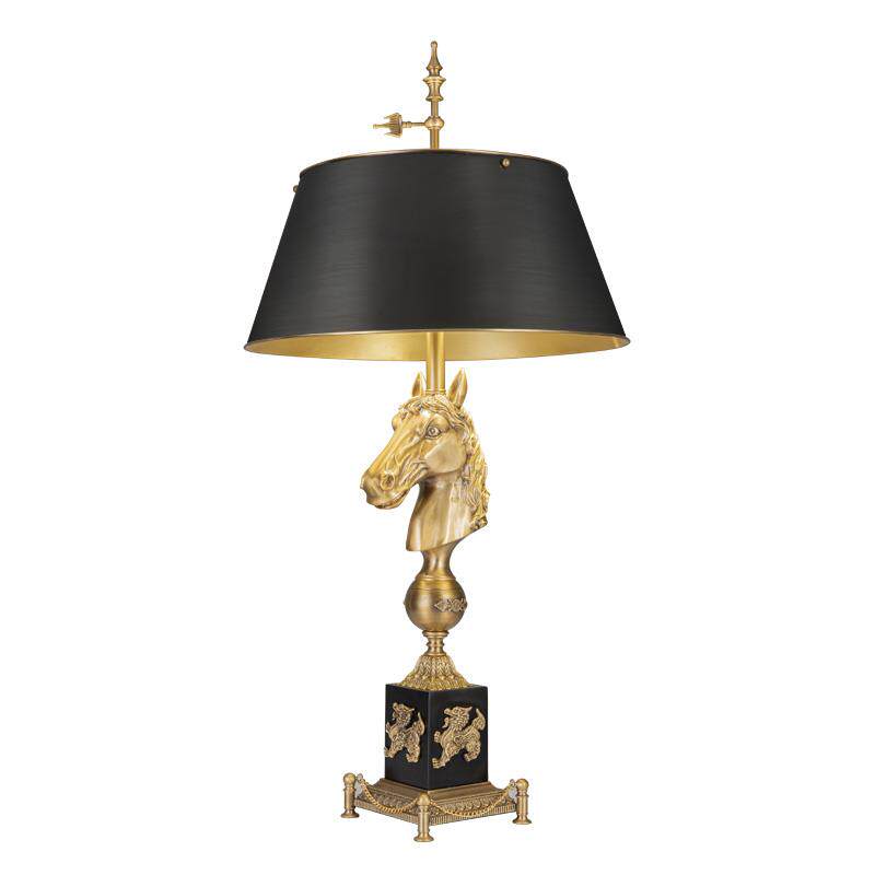 正品出书口美式高档客厅房办公典桌覆古艺术台全铜灯别墅装饰纯黄