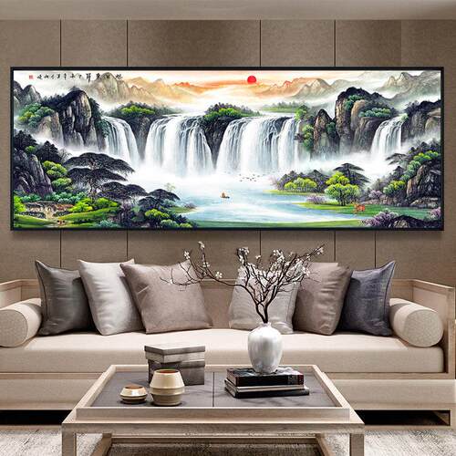 5d钻石画满钻旭日东升贴砖点十字钻石绣2025新款客厅山水风景大画