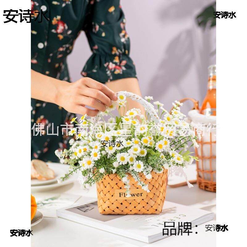 开业花篮花假花向日葵绢花花艺家居装饰干花2021新款草编