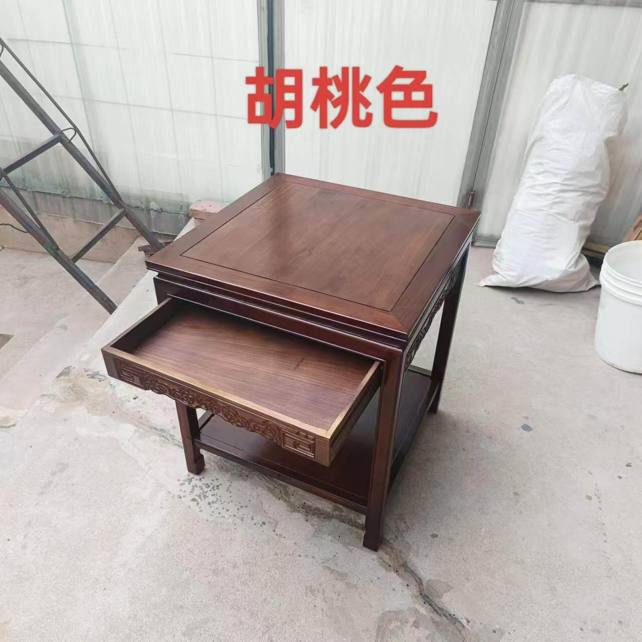 榆木沙发边几边柜边桌客厅家用茶桌置物架角几纯实木带抽屉鱼缸架