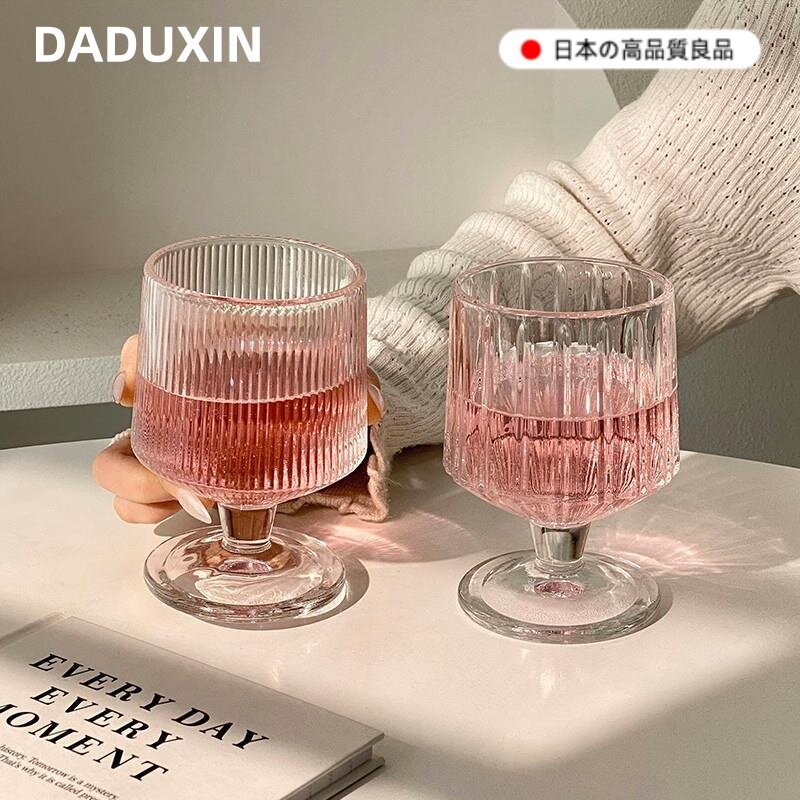 【天猫精选】玻璃水杯女款竖条纹矮款脚杯子ins高颜值家用杯饮料图片
