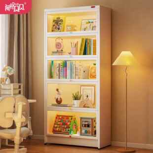 阿格贝贝书柜储物柜一体学习桌旁钢制书架落地儿童书柜带玻璃门