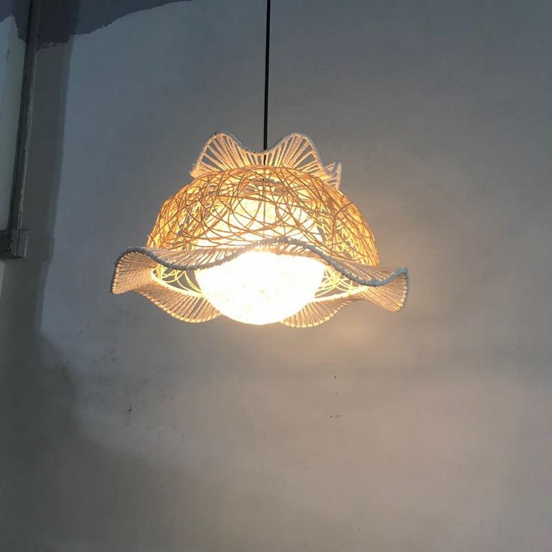 藤艺吊灯个性田园风火锅店农家乐饭店麻绳铁艺藤艺三合一吊灯