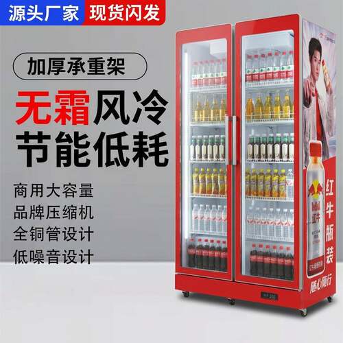 风冷无霜双开门饮料冷藏展示柜立式网红酒水柜商用超市便利店啤酒