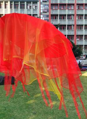 红色长流苏仙气带纱古风舞蹈伞中国风跳舞鲤影龙吟九州舞龙道具伞
