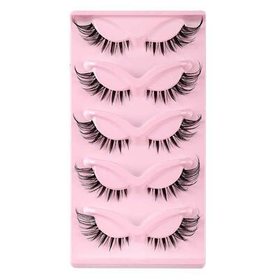 False Eyelashes Wispy Cat Eye 5 Pairs Natural Fluffy Volume