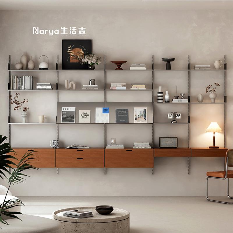 ?分层置物架书架壁挂上不锈钢打收纳架墙家NY-24-06陈用孔列架储