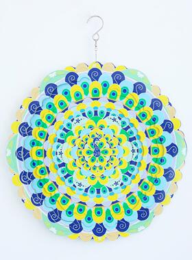 北欧风格旋转风铃挂饰家居花园装饰彩色挂件孔雀碧凰