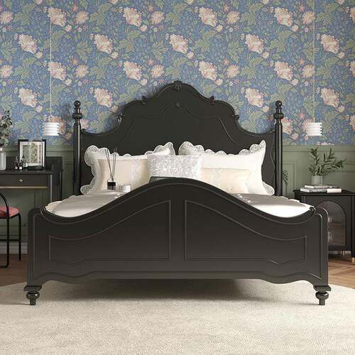 法式复古风实木床黑色双人床1.8米大床1.5m主卧室美式婚床公主床