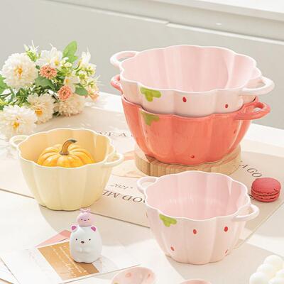 New 2025 Cream Style Double-Eared Soup Bowl, Home Use Large